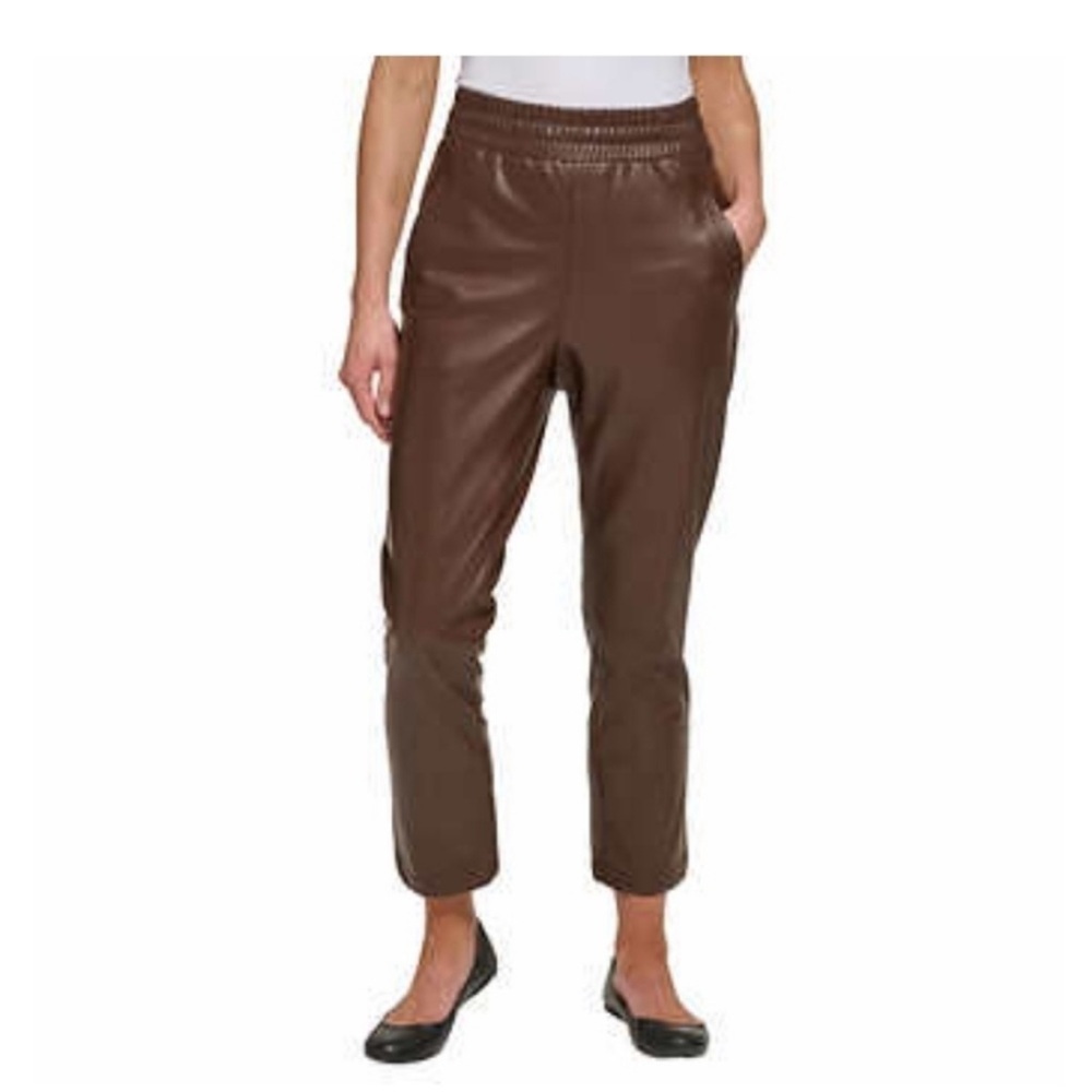 DKNY jeans women’s faux leather pull on pans size L